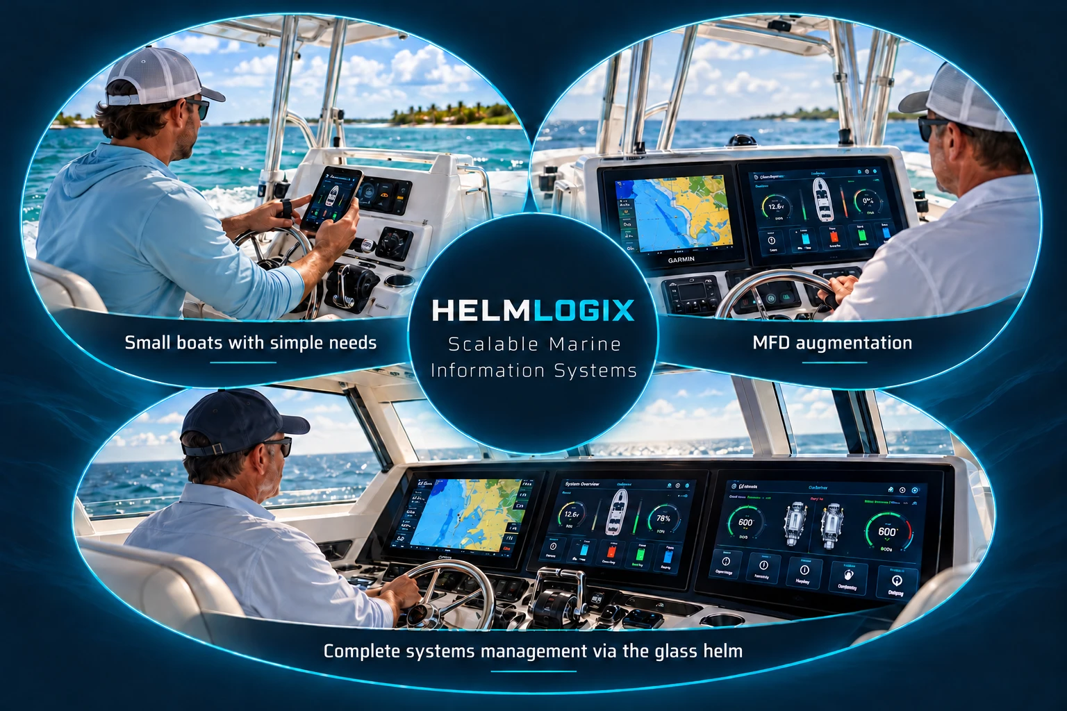 HELMLOGIX: small boats with simple needs, MFD augmentation, and complete systems management via the glass helm
